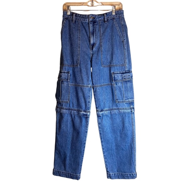 Madewell Baggy Straight Cargo Jeans Zip Off Edition Sz 27 - Picture 2 of 16